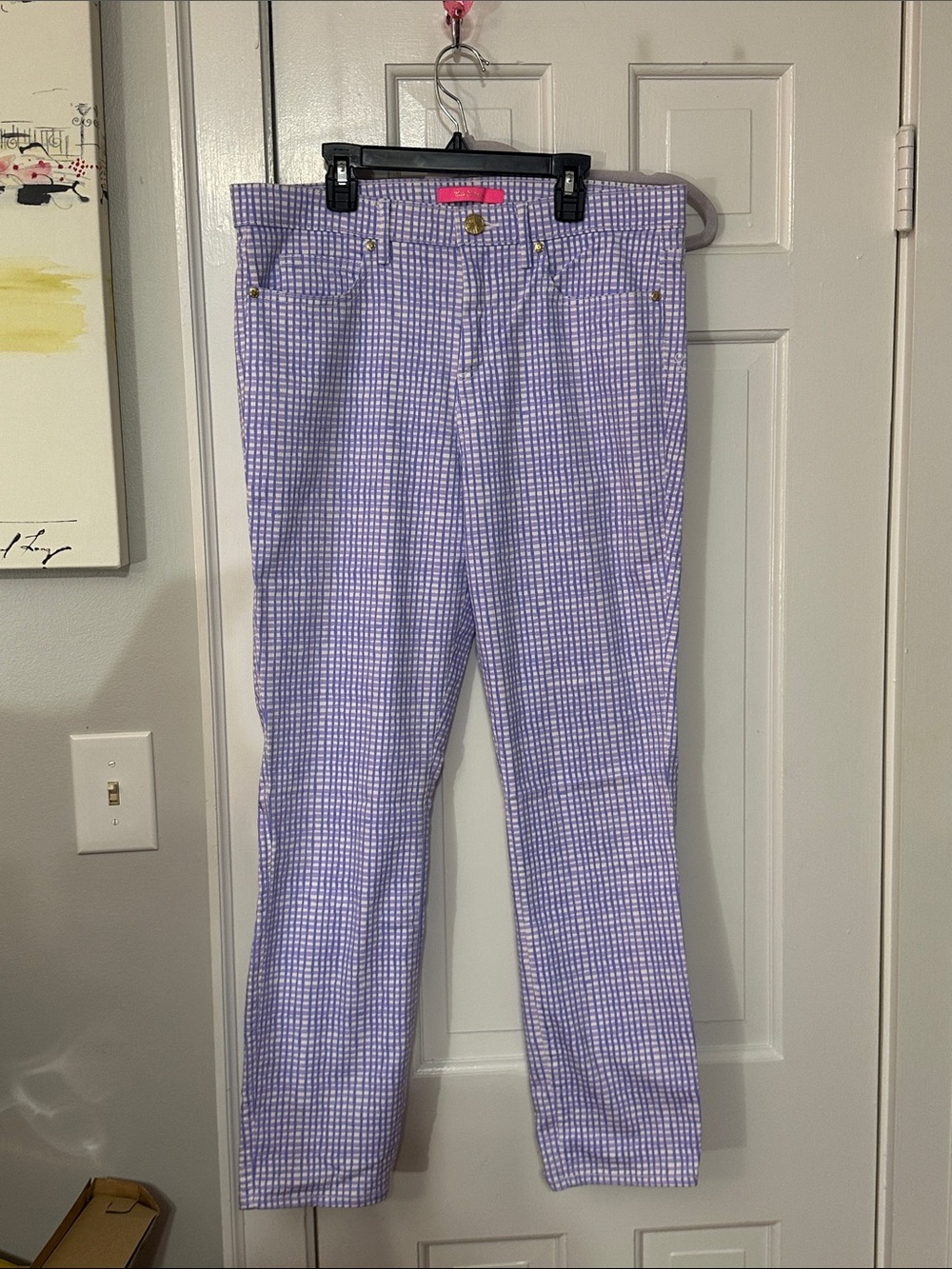 Lilly Pulitzer South Ocean High Rise Gingham Skinny jeans  size 12